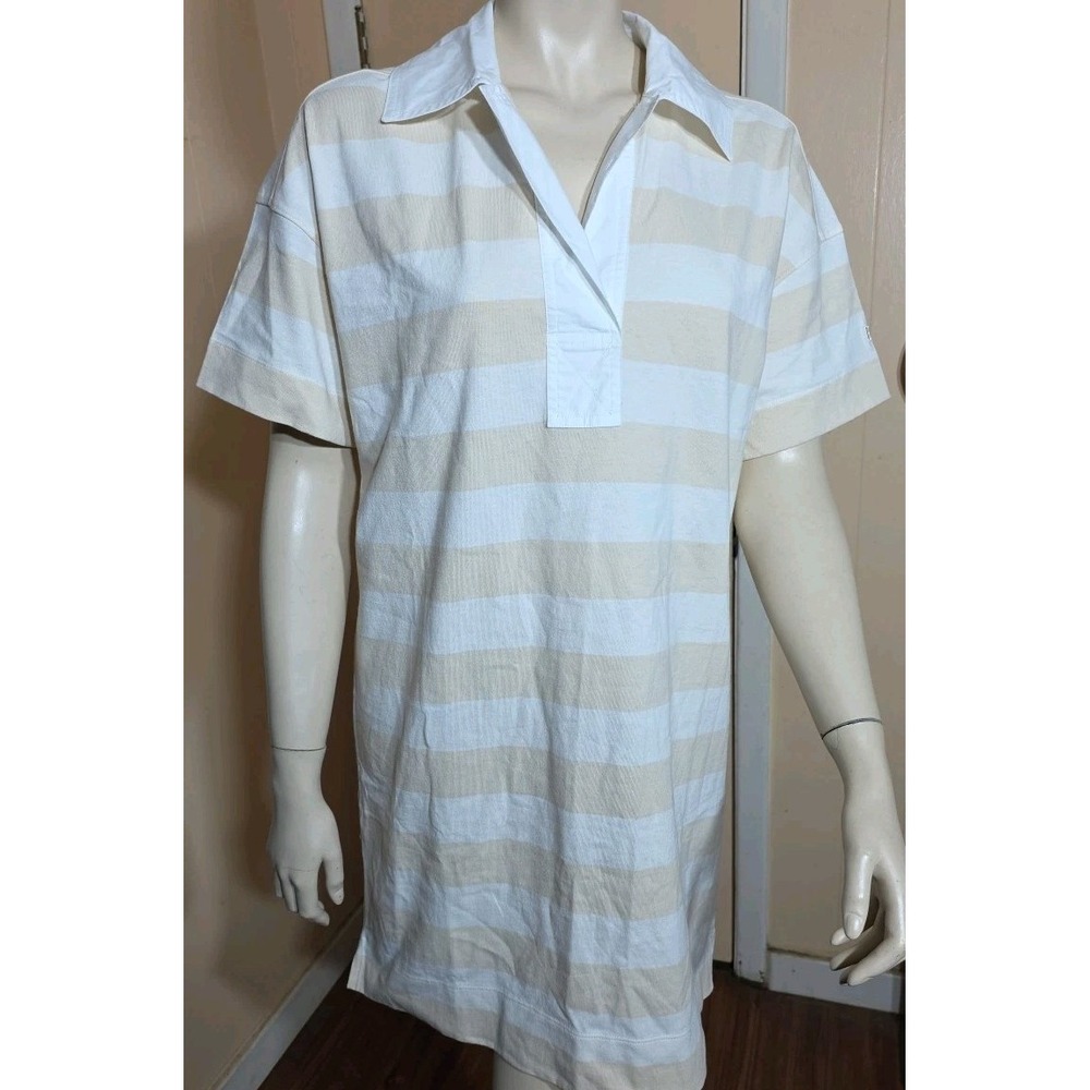 NWT EVERLANE The Organic Cotton Striped Polo Short Sleeve Shirt Dress Size Small